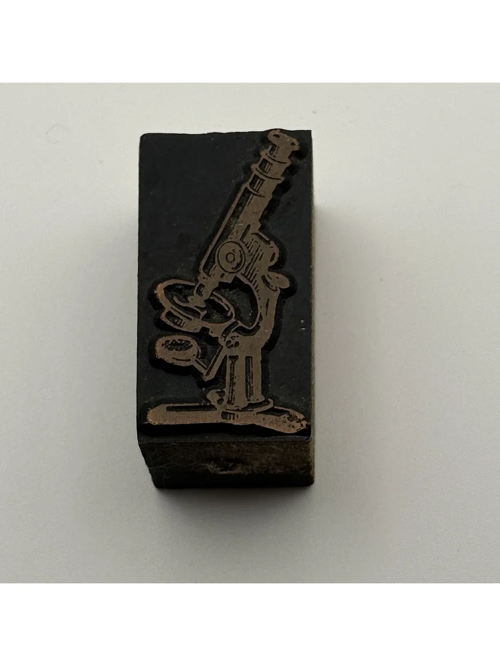 Vintage Copper Microscope Letterpress Printing Block Stamp